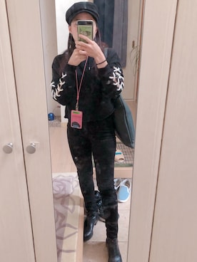 「スエット」｜「アイテム（キャスケット）」を使った、Ami さん（レディース・144cm）の秋コーディネート