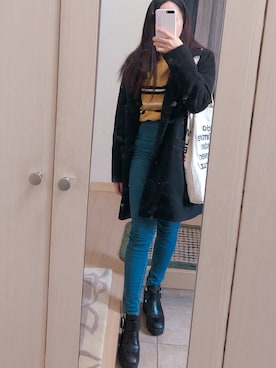 「ハイネックトップス」｜「アイテム（チェスターコート）」を使った、Ami さん（レディース・144cm）の秋コーディネート