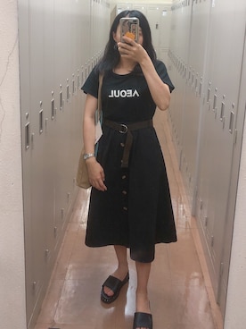 「ADER error」｜「アイテム（サンダル）」を使った、Ami さん（レディース・144cm）の秋コーディネート