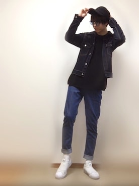「PLST（プラステ）のアイテム（デニムジャケット）」を使った、ゆーいてぃさん（メンズ・177cm）の冬コーディネート