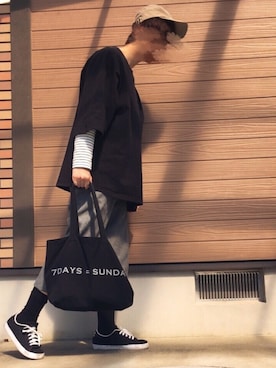 「SEVENDAYS=SUNDAY（セブンデイズサンデイ）のアイテム（バッグ）」を使った、ゆーいてぃさん（メンズ・177cm）の春コーディネート