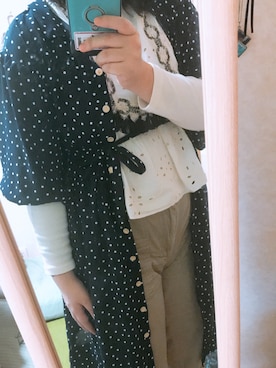「Avail（アベイル）のアイテム（ナイロンジャケット、ブラック系）」を使った、yufu💐さん（レディース）の春コーディネート