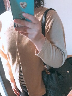 「no brand（ノーブランド）のアイテム（ニット/セーター、ベージュ系）」を使った、yufu💐さん（レディース）の春コーディネート