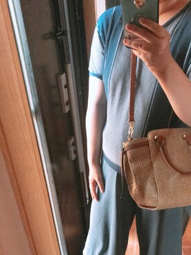 「no brand（ノーブランド）のアイテム（ニット/セーター、ブルー系）」を使った、yufu💐さん（レディース）の夏コーディネート