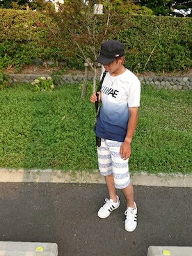 「semantic design（セマンティックデザイン）のアイテム（バッグ）」を使った、ふじもんさん（メンズ・170cm）の夏コーディネート