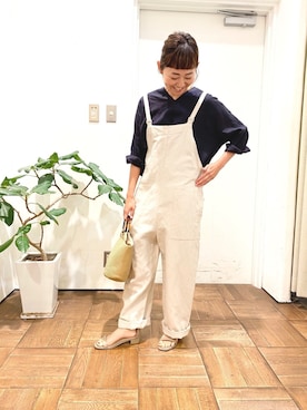 「RODE SKO」｜「アイテム（オールインワン・サロペット）」を使った、urd_nanakoさん（レディース・154cm）の春コーディネート