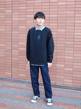「ADRER（アドラー）のADRER バラシシュウビッグスウェット（スウェット）」を使った、Tatsuyaさん（メンズ・170cm）の秋コーディネート