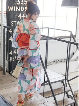 「浴衣　青」｜KIMONOMACHIさん（レディース・158cm）の夏コーディネート