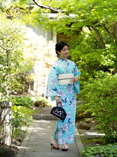 浴衣単品 KIMONOMACHI 浴衣 レディース 浴衣 単品 水色 ハチドリと花