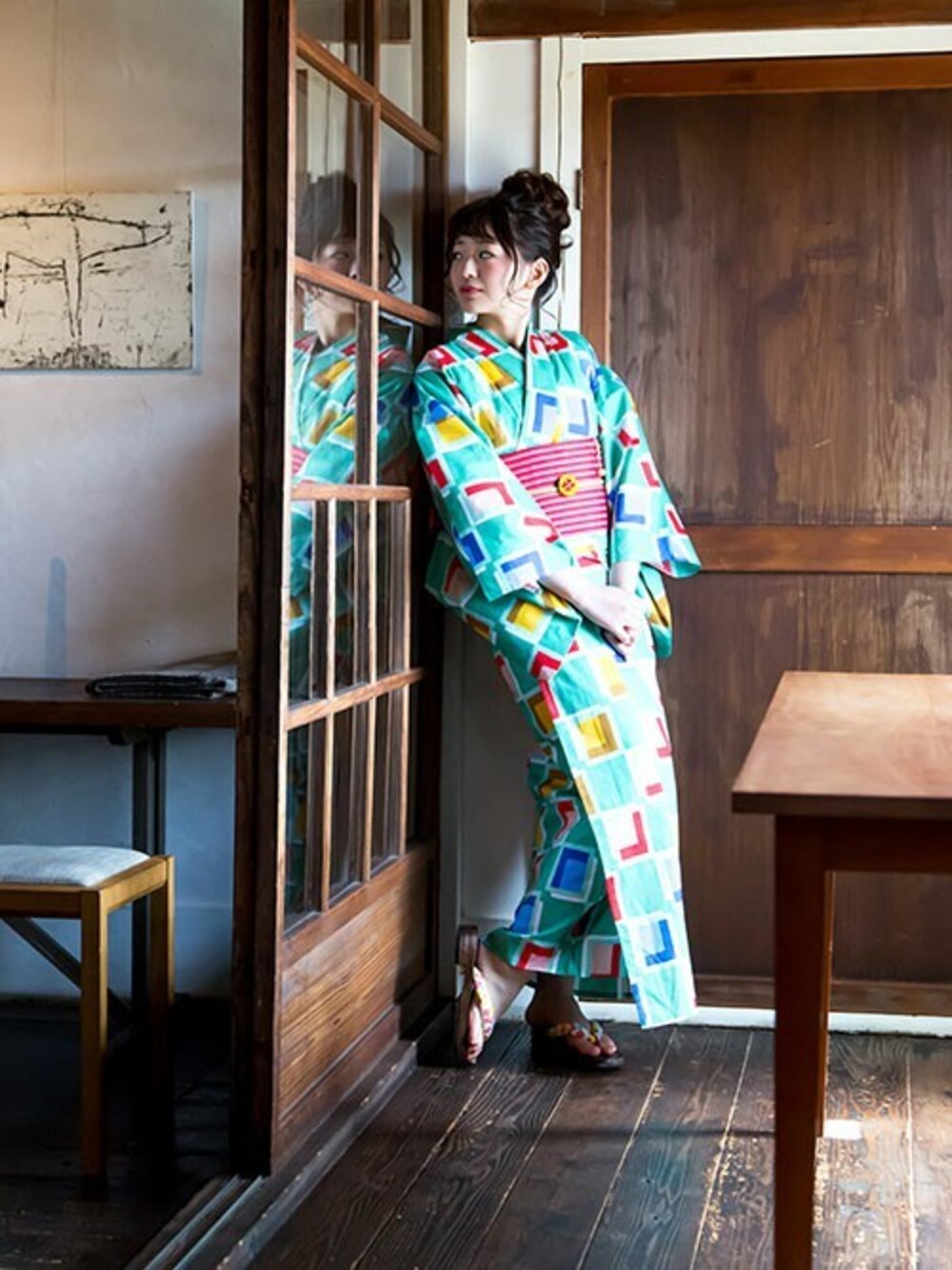 KIMONOMACHIさんの「京都きもの町オリジナル浴衣単品「グリーンタイル」（kimonomachi）」を使ったコーディネート