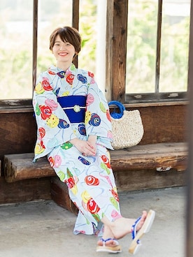 「新作」｜「アイテム（浴衣）」を使った、KIMONOMACHIさん（レディース・159cm）の夏コーディネート