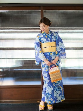 「新作」｜「アイテム（浴衣）」を使った、KIMONOMACHIさん（レディース・168cm）の夏コーディネート