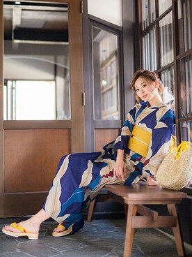 「新作」｜「アイテム（浴衣）」を使った、KIMONOMACHIさん（レディース・168cm）の夏コーディネート