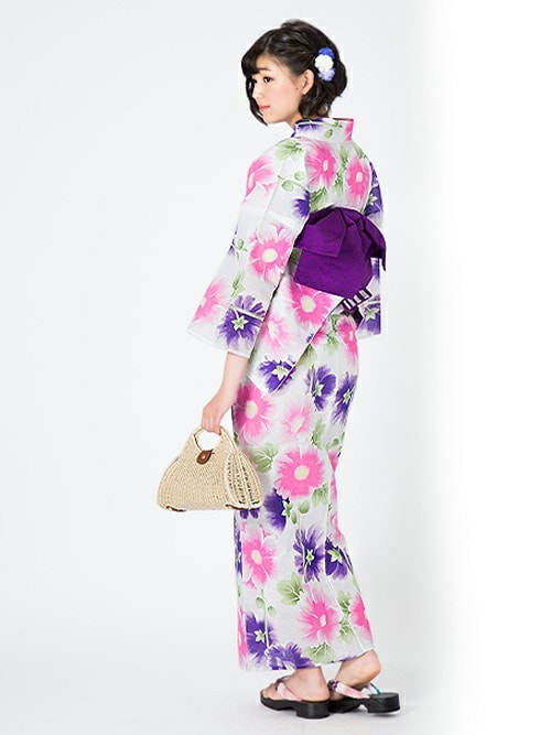 セール】女性浴衣単品 パープル タチアオイ（浴衣）｜KIMONOMACHI 