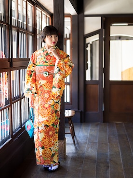 「きもの町」｜KIMONOMACHIさん（レディース・160cm）の秋コーディネート