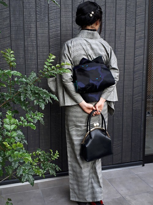 kimonomachi（キモノマチ）の「京袋帯「暗闇に黒猫」（着物）」 - WEAR