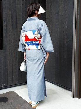 「帯」｜「アイテム（浴衣）」を使った、KIMONOMACHIさん（レディース・165cm）の春コーディネート