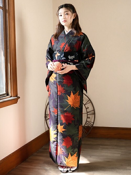 美品!! 着物 もみじ柄 楽天市場】生地 紅葉 柄（着物セット｜和服）：レディース