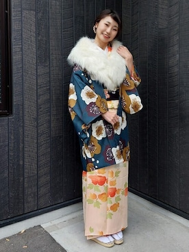 「きもの町」｜KIMONOMACHIさん（レディース・163cm）の冬コーディネート