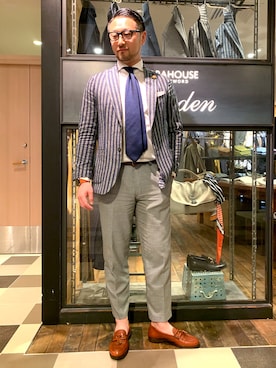 「ジャケパン」｜「アイテム（ローファー）」を使った、jyunkiさん（メンズ・179cm）の春コーディネート