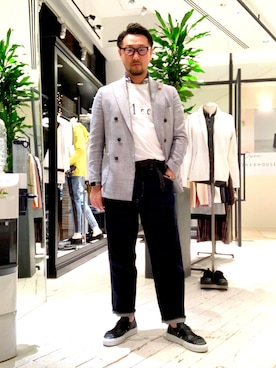 「ABAHOUSE（アバハウス）のアイテム（テーラードジャケット、グレー系）」を使った、jyunkiさん（メンズ・179cm）の春コーディネート
