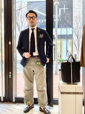 「ABAHOUSE（アバハウス）の【Recency of Mine/FLEX】軽量メッシュジャージジャケット（テーラードジャケット、ブルー系）」を使った、jyunkiさん（メンズ・179cm）の春コーディネート