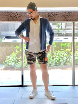 「ABAHOUSE（アバハウス）の【Recency of Mine】コンパクトモクロディシャツ（シャツ/ブラウス、ホワイト系）」を使った、jyunkiさん（メンズ・179cm）の春コーディネート