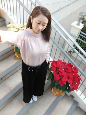 「w closet（ダブルクローゼット）のRose lace inner top（チューブトップ、ベージュ系）」を使った、ViViaN k.さん（レディース・165cm）の冬コーディネート