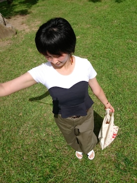 「メッシュベルト」｜「アイテム（その他）」を使った、ViViaN k.さん（レディース・165cm）の夏コーディネート
