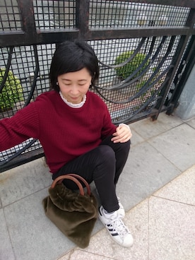 「クルーネックニット」｜ViViaN k.さん（レディース・165cm）の冬コーディネート