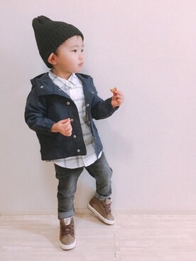 「quoti use fith（クゥオティ　ユース　フィス）のアイテム（マウンテンパーカー）」を使った、KOppiiiiiさん（キッズ・90cm）の春コーディネート