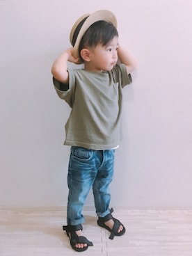 「MARLMARL（マールマール）のアイテム（帽子）」を使った、KOppiiiiiさん（キッズ・90cm）の夏コーディネート