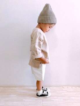 「devirock（デビロック）の全20柄 プリント半袖Tシャツ（Tシャツ/カットソー）」を使った、KOppiiiiiさん（キッズ・90cm）の秋コーディネート