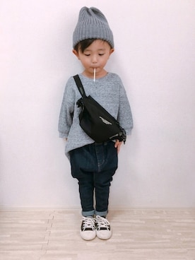 「サルエルパンツ」｜KOppiiiiiさん（キッズ・90cm）の秋コーディネート