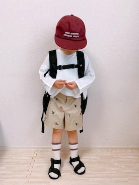 「FITH（フィス）のアイテム（バッグ）」を使った、KOppiiiiiさん（キッズ・90cm）の春コーディネート