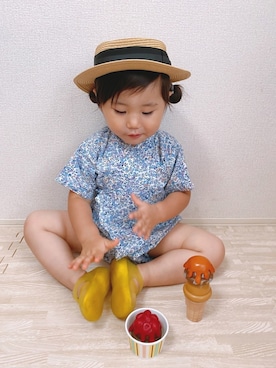 「no brand（ノーブランド）のアイテム（浴衣）」を使った、KOppiiiiiさん（キッズ・90cm）の夏コーディネート