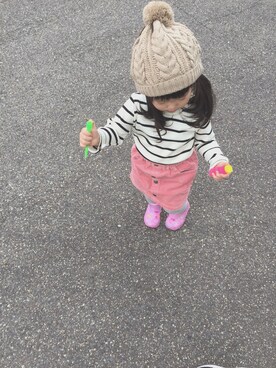 「アイテム（タイツ/ストッキング、シルバー系）」を使った、yocoさん（キッズ・90cm）の秋コーディネート