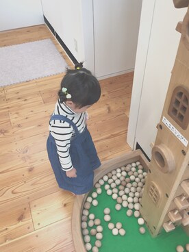 「90cm」｜「アイテム（オールインワン・サロペット）」を使った、yocoさん（キッズ・90cm）の秋コーディネート