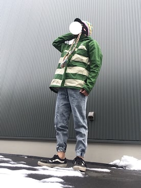 「CHUMS（チャムス）のアイテム（ニットキャップ/ビーニー）」を使った、DAIKIさん（メンズ・168cm）の冬コーディネート