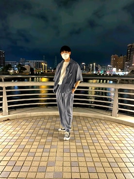 「LIDNM（リドム）のアイテム（セットアップ）」を使った、nineさん（メンズ・170cm）の夏コーディネート