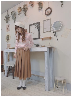 「orcival」｜「アイテム（ハンチング/ベレー帽）」を使った、aiさん（レディース・156cm）の春コーディネート