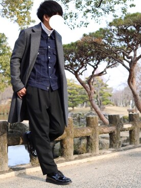 「STUDIOUS BLUE（ストゥディオスブルー）のアイテム（デニムジャケット）」を使った、けんたさん（メンズ・170cm）の冬コーディネート