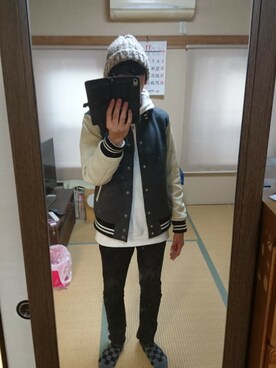 「BEAMS（ビームス）のアイテム（スタジャン）」を使った、いっちーさん（メンズ・168cm）の秋コーディネート