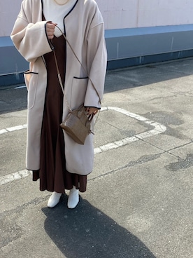 「パイピングコート」｜「アイテム（ワンピース/ドレス）」を使った、miiiiiu14さん（レディース・161cm）の春コーディネート