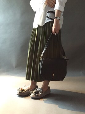 「アイテム（モカシン/デッキシューズ、グレー系）」を使った、antiquaさん（レディース・153cm）の冬コーディネート