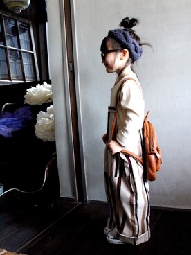 「レトロ」｜「アイテム（オールインワン・サロペット）」を使った、antiquaさん（キッズ・91cm）の冬コーディネート