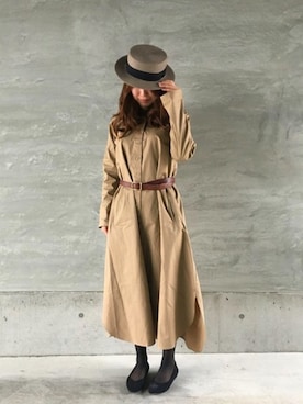 「antiqua」｜「アイテム（シャツワンピース）」を使った、antiquaさん（レディース・157cm）の春コーディネート