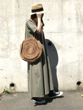 「アイテム（ワンピース/ドレス、グリーン系）」を使った、antiquaさん（レディース・163cm）の春コーディネート