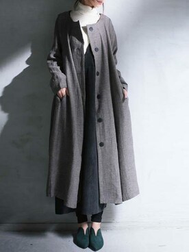 「コーディネート」｜「アイテム（ノーカラージャケット）」を使った、antiquaさん（レディース・157cm）の秋コーディネート