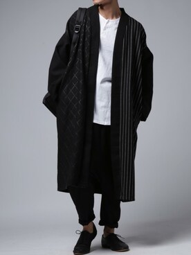 「antiqua」｜「アイテム（ノーカラージャケット）」を使った、antiquaさん（メンズ・178cm）の冬コーディネート